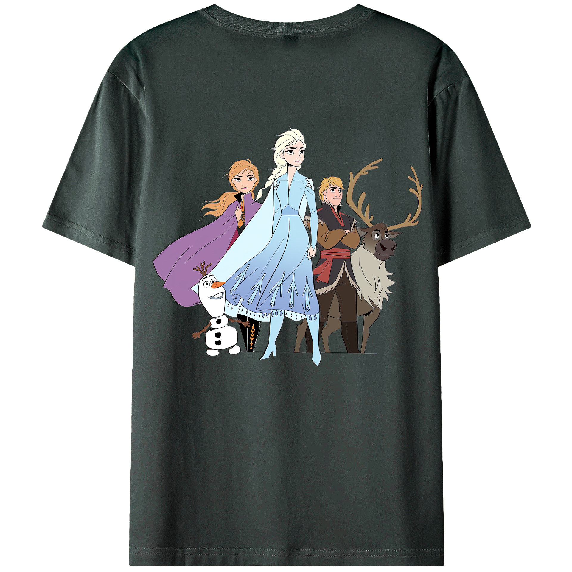 （画像用） アナと雪の女王 アンナ エルサ Frozen Anna Elsa 綿100％ メンズ半袖Tシャツ（バックプリント） 通気性